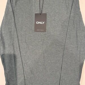 ONLY Charcoal long sleeve ribbed top